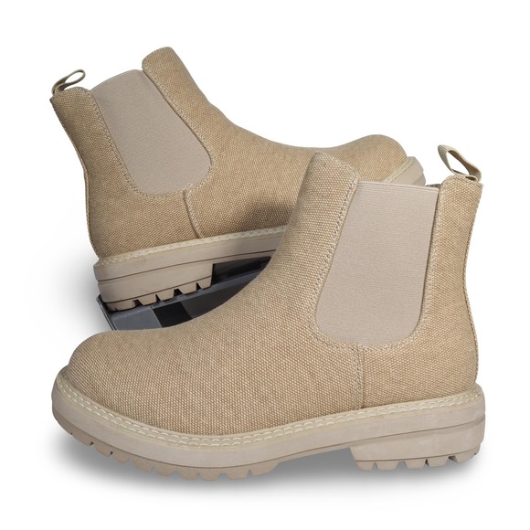 Dunes Shoes - Dune Chase Canvas Chelsea Boots Tan Womens 10 Chunky Lug‎ Sole Ankle Booties